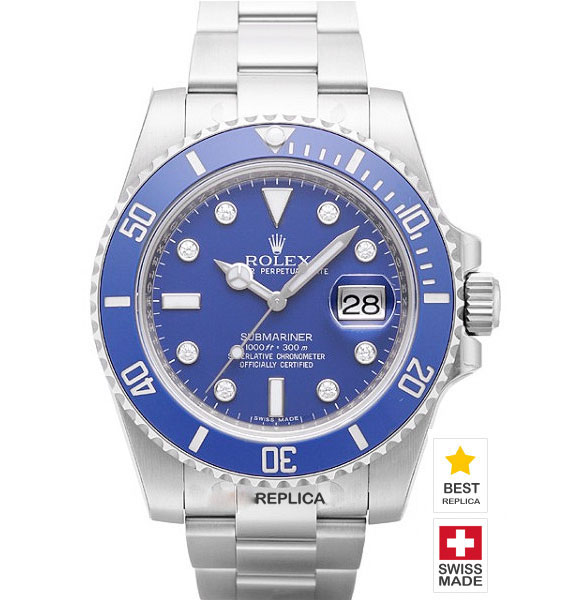 Rolex Submariner SS Blue Ceramic Bezel Diamond Markers